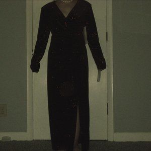 red and black sparkly dress